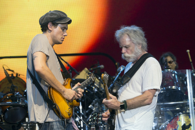 John Mayer and Bob Weir onstage.