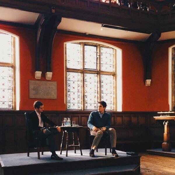 John with interviewer at Oxford University.